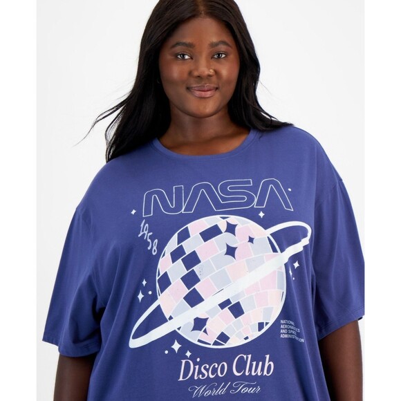 Grayson Threads, the Label Trendy Plus Size Nasa Disco Club T-Shirt, Blue, 2X - Picture 2 of 3